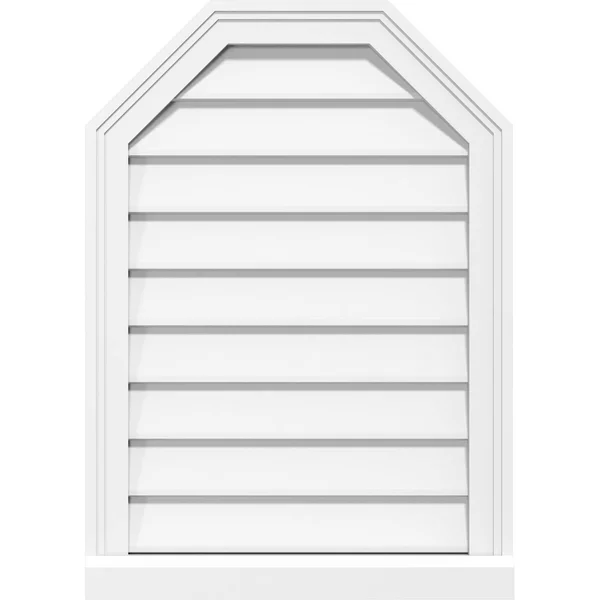 Ekena Millwork GVPOT32X3203SN 32x22W x 32x22H Octagonal Top Surface Mount PVC Gable Vent: Non-Functional, w/ 2x22W x 2x22P Brick