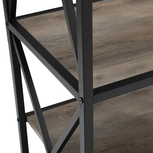 Carbon Loft Hattie 3-Piece X-Frame Entertainment Wall - Rustic Oak, Black Metal