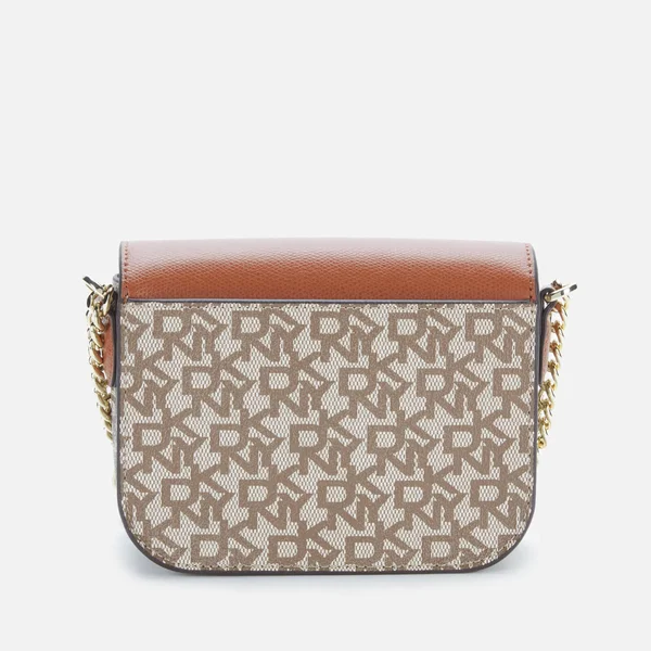Dkny Women's Felicia - Flap Cross Body Bag - Tu0026C Logo - Chino/Caramel Tan