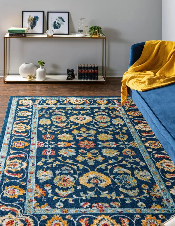 Aurelia 9x12 Navy Blue Blue Floral Large Area Rug
