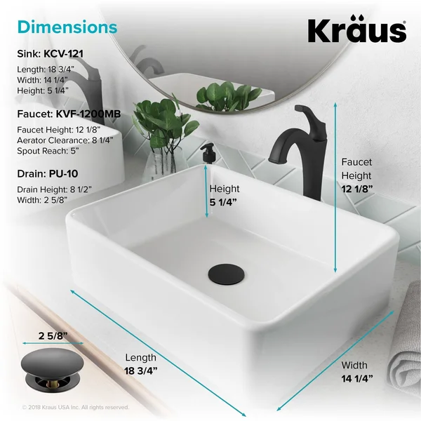 Kraus C-KCV-121-1200ORB Elavo Sink Faucet Bathroom Set, Oil Rubbed Bronze - Arlo