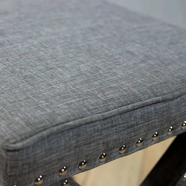 Furniture of America Kyon Transitional Linen X-Shaped Ottoman, Gray