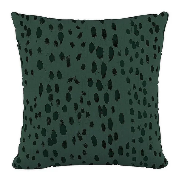 Skyline Furniture Linen Leopard Square Throw Pillow in Green