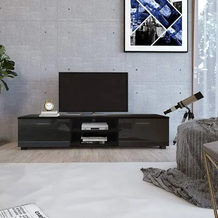 Vanelc Wood TV Stand for TV's Up to 70 inch Flat Screen Living Room Storage Entertainment Center with 2 Shelves Cabinet Table Sl