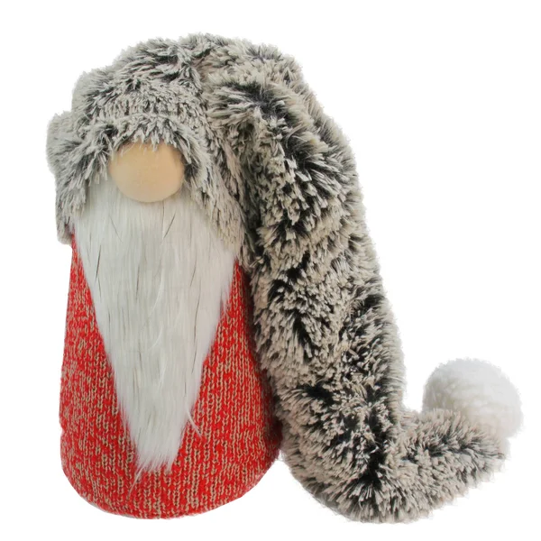 16x22 Red - Grey and White Long Fluffy Hat Gnome Christmas Decoration