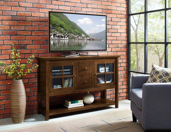 Walker Edison 52x22 Wood Console Table Buffet TV Stand - Walnut - White