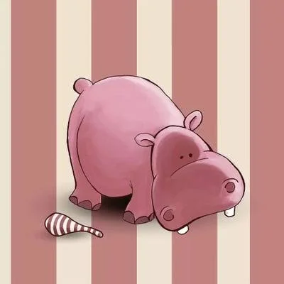 Framed Canvas Art (White Floating Frame) - Hippo II by GraphINC ( Animal Art > Wildlife > hippopotamuses art)