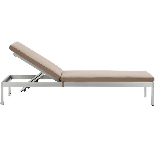 Modway Shore Outdoor Patio Aluminum Chaise with Cushions Silver Orange