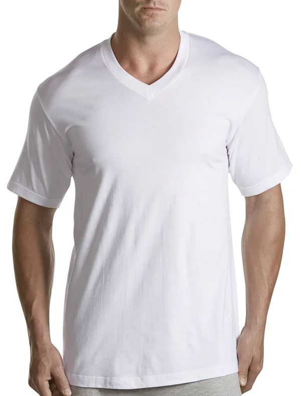Men's Big & Tall Harbor Bay 3-pk. V-Neck T-Shirts - Size: 6XL, White