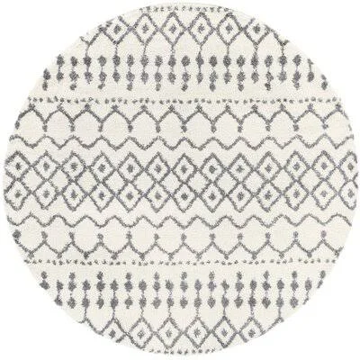 Shiloh Geometric Medium Gray/White Area Rug Mistana Rug Size: Round 7&10x22