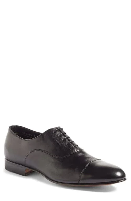 Santoni Darian Cap Toe Oxford Men's Shoes Black : 10.5 D