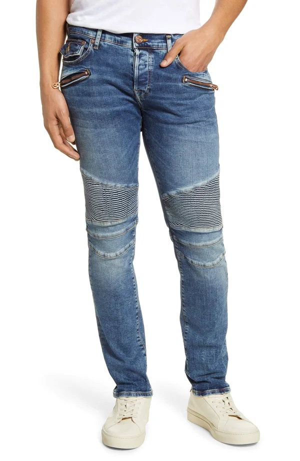 True Religion Men's Rocco Moto Skinny Fit Jean