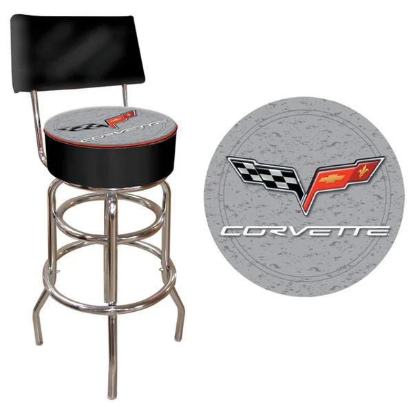 Trademark Corvette C6 Padded Bar Stool with Back