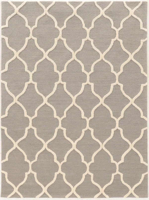 Linon Trio Geo Gray with Cream Silk 5ftx7ft Rug
