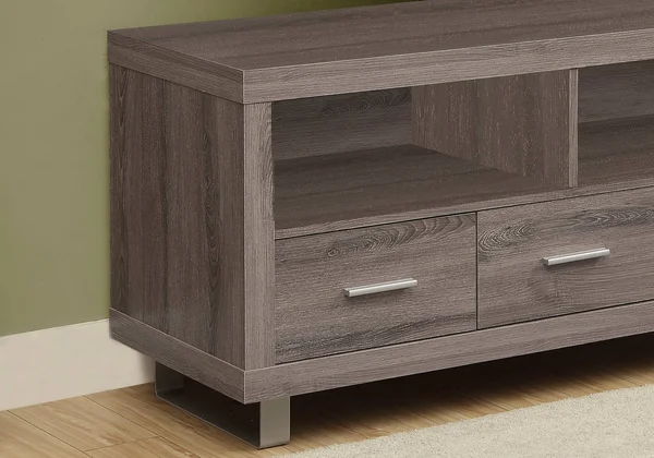 Monarch Specialties 48x22 TV Stand - Dark Taupe with 3 Drawers