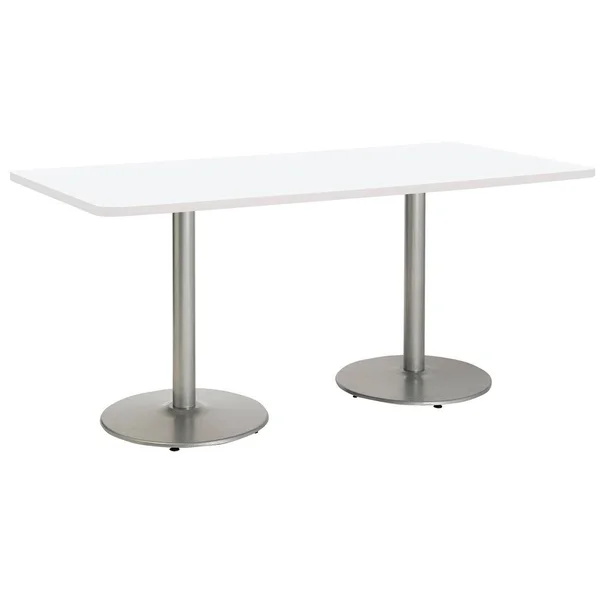KFI Mode Multipurpose Table, Round Silver Base, Standard Height - 36x22 x 96x22 Top - Designer White