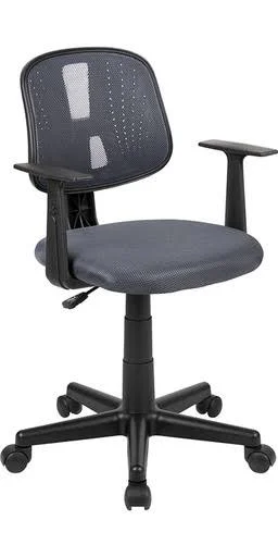 Offex Mid-Back Gray Mesh Swivel Task Office Chair with Pivot Back and Arms