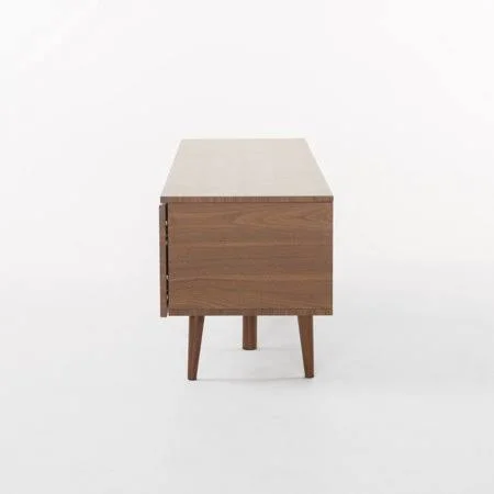 Noble House Cresent Wood Mid Century Modern TV Entertainment Stand - Walnut