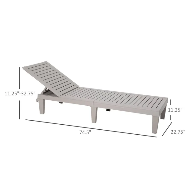 Outsunny 2-Piece Outdoor Patio Chaise Lounge Chair with 5-Level Adjustable backrest - Zippered Cushions & Modern Design