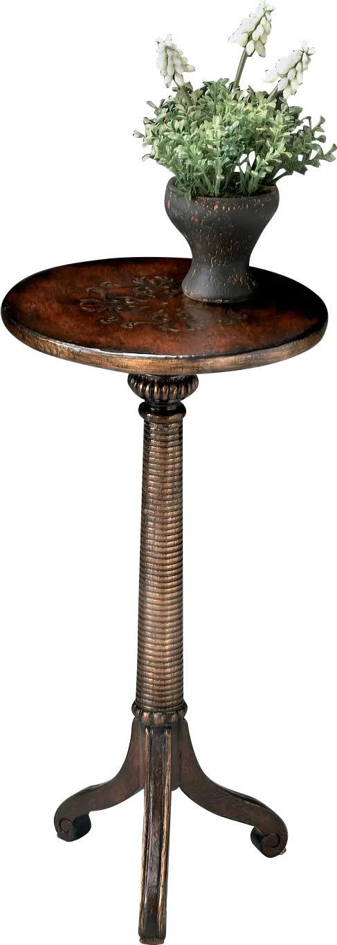 Butler Brown and Gold Pedestal Table