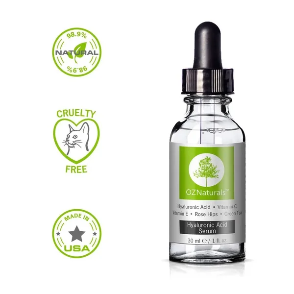 OZNaturals Anti-Aging Hyaluronic Acid Serum with Vitamin C, 1 oz.