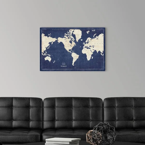 Blueprint World Map, Canvas Wall Art, 30x20, Great Big Canvas