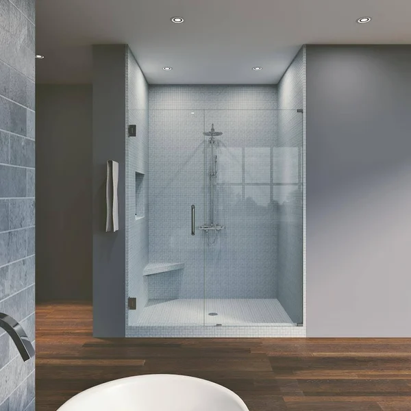 Symphony Shower Doors WF 46.50-D26-B-IGP20.00X76 46.5x22 x 76x22 Hinged Frameless Shower Door Finish: Brushed Nickel