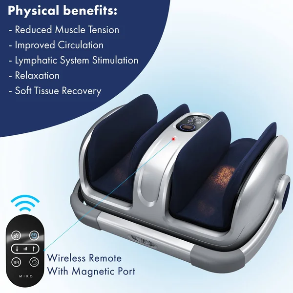 Miko Foot Massager Shiatsu Machine with Multi-Pressure Settings - Vibration, Deep-Kneading, Heat and Wireless Remote- Alleviate D