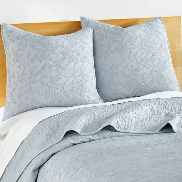 Homthreads Emory Quilt Set & Shams - Light Blue, King