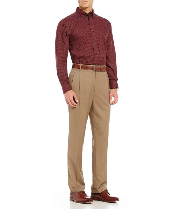 Roundtree Yorke TravelSmart Luxury Gabardine Ultimate Comfort Classic Fit Pleat Front Non-Iron Dress Pants - 31 32
