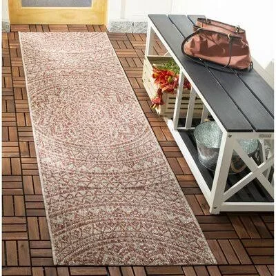 Amedee Floral Light Beige/Terracotta Indoor, Outdoor Area Rug Bungalow Rose Rug Size: Runner 2&3x22 x 12&