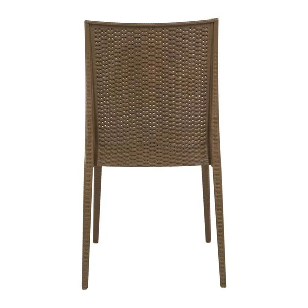 LeisureMod Weave Design Mace Indoor, Outdoor Dining Chair Red