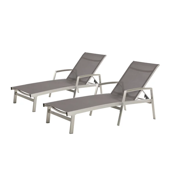 Patio Chaise Lounge in Gray Finish - Set of 2