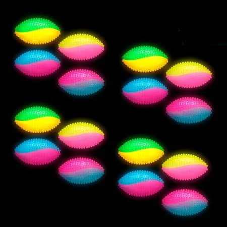 Lumistick LED Light Up Flashing Spikey Football, Soft Rubber Bounce Squeeze Glowing Bright Color Bumpy Toy Ball for Kids Night