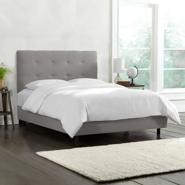 Skyline Furniture Upholstered Twin Panel Bed in Platinum