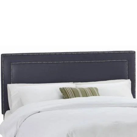 Alligood Nail Button Border Upholstered Panel Headboard Willa Arlo Interiors Upholstery: Twill Navy, Size: Twin