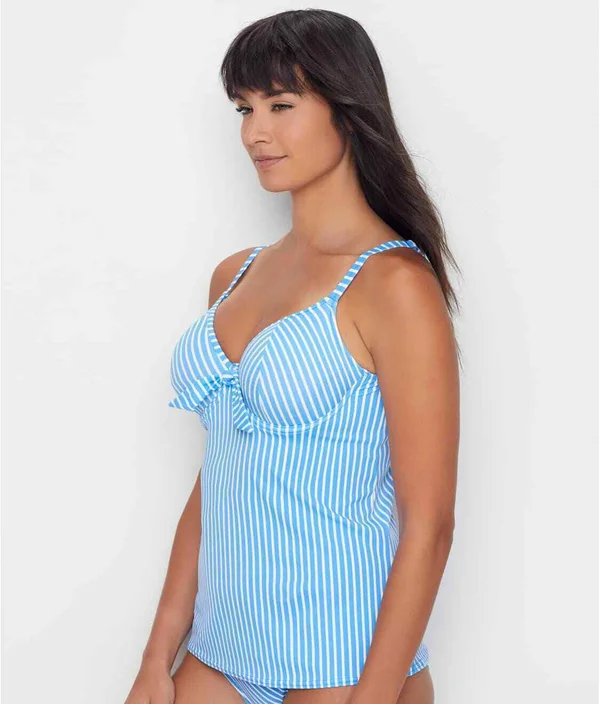 Freya Beach Hut Underwire Non Padded Plunge Tankini Top, Blue Moon