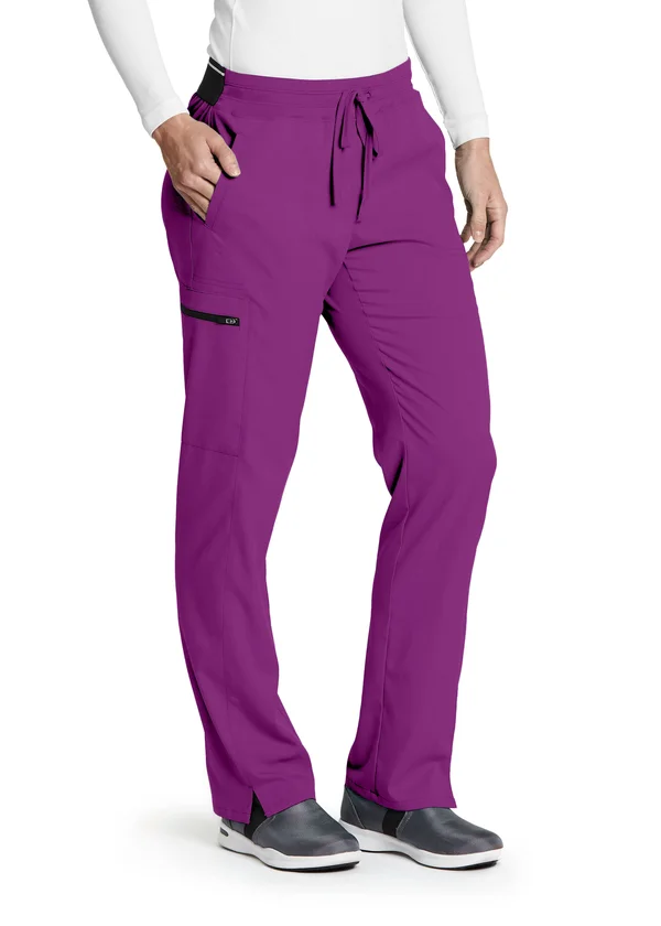 Grey&s Anatomy Spandex Stretch Kim 3 Pocket Logo Waist Cargo Easy Care Scrub Pants - Bright Iris - Cargo Pockets Scrub Pants fro