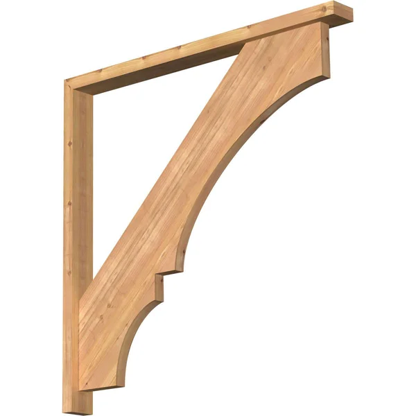 Ekena Millwork 1461933 3 1/2x22W x 40x22D x 40x22H Balboa Block Smooth Bracket w/ Offset Brace - Western Red Cedar