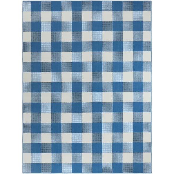 Porch & Den Morgen Gingham Indoor/Outdoor Area Rug (7&10x22 x 10& - Blue)
