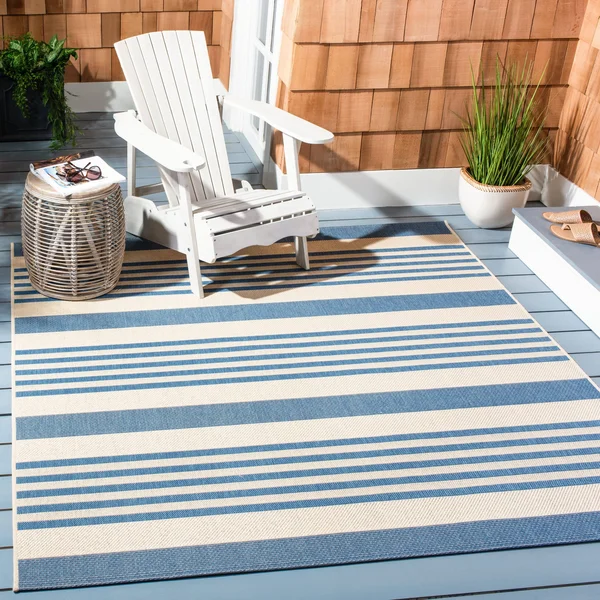 Safavieh Beach House Sebiha Indoor/ Outdoor Rug - 6&7x22 x 6&7x22 Square - Light Grey/Charcoal