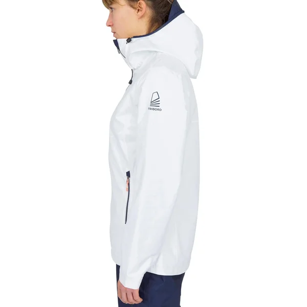 Tribord Women's 100 - Waterproof Sailing Jacket in Snowy White, Size 2XL