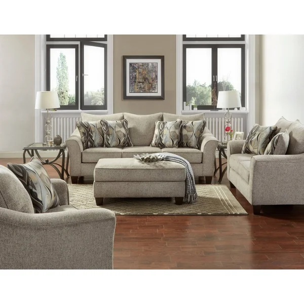 Camero Fabric Pillowback Loveseat - Silver
