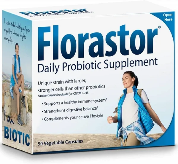 Florastor Daily Probiotic Supplement for Men & Women - 250 mg, 50 Capsules