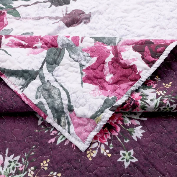 Greenland Home Fashions Rose Touch 3-Piece King Quilt Set