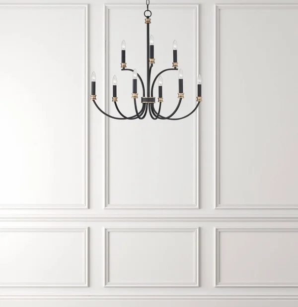 Maxim Charlton 9-Light Chandelier - Black - Antique Brass - 11377BKAB