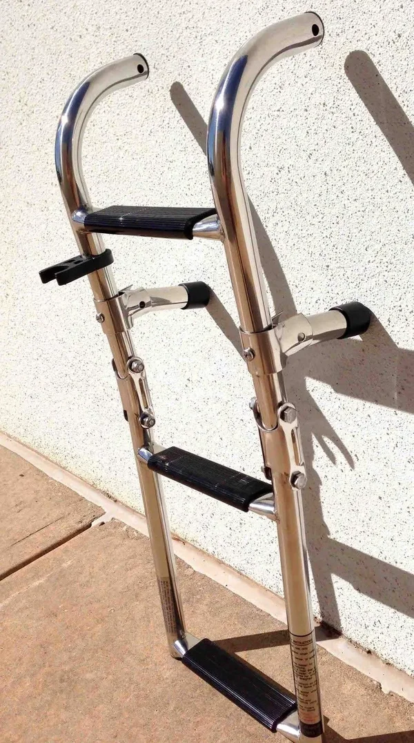 Pactrade Marine Boat Three Steps Foldable Ladder, Stainless Steel, Luxury