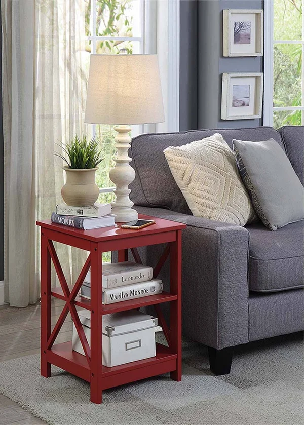 Convenience Concepts Oxford End Table Cranberry Red