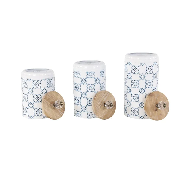 Zimlay Farmhouse Decor Tall Round White Metal Set of 3 Jars 42994