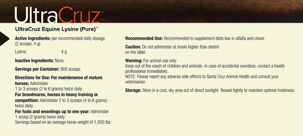 UltraCruz Equine Lysine (Pure) Supplement for Horses - 4 lb, Powder (360 Day Supply)